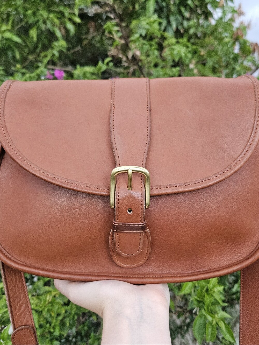 Vintage Coach Chelsea 9894 British Tan Leather Saddle Crossbody Shoulder Bag